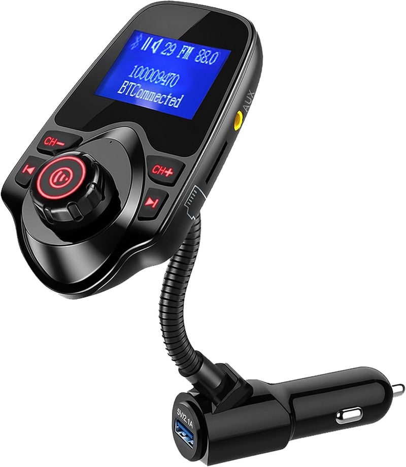 ONN Upgraded 2025 Bluetooth Car FM Transmitter, 1.44” LCD Display, Flexible Gooseneck, Hands-Free Calling, Dual USB Fast Charger, AUX & Micro SD Support for Cars, SUVs & Trucks - Image 1